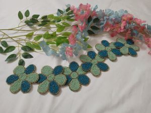 Handmade Blue Green Floral Garden Table Runner