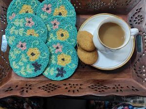 Handmade farmhouse floral Beaded Coasters