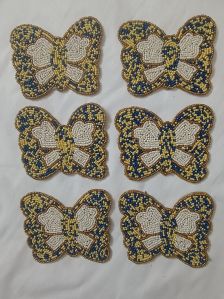 Welcome Spring Handmade Blue Yellow Butterfly Table Beaded Coasters