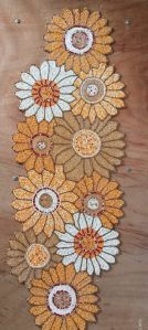 Handmade Yellow Floral Beaded Embroidery Table Runner With Placement