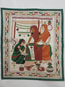Handmade Embroidered Nakshi Kantha Motifs Wall Hanging