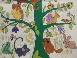 Tree of Life with Animals Nakshi Kantha Art Wall Hanging
