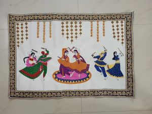 Navratri Dandiya Theme Handmade Embroidery Tapestry Wall Hanging