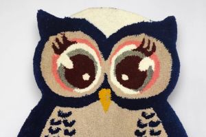 Wool Tufted Owl Rug Handmade Woven Wall Hanging