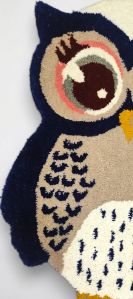 Wool Tufted Owl Rug Handmade Woven Wall Hanging