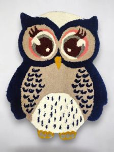 Wool Tufted Owl Rug Handmade Woven Wall Hanging