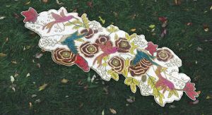 Handmade Birds Flowers Beaded Table Runner