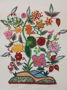 Hand Embroidered Flower Wall Hanging