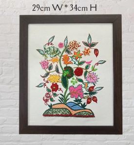 Hand Embroidered Flower Wall Hanging