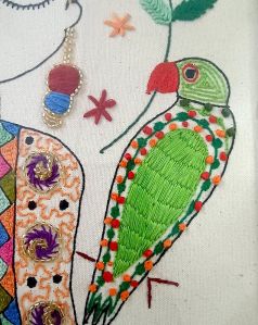Floral Lady Hand Embroidery Wall Hanging