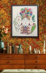 Floral Lady Hand Embroidery Wall Hanging