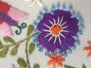 Handmade Embroidered Bouquet of Wild Flowers Wall Hanging