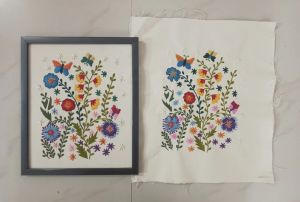 Handmade Embroidered Bouquet of Wild Flowers Wall Hanging