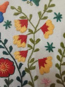 Handmade Embroidered Bouquet of Wild Flowers Wall Hanging