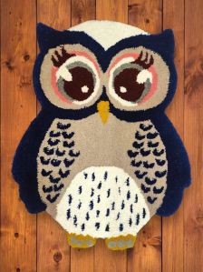 Wool Tufted Owl Rug Handmade Woven Wall Hanging