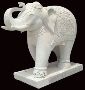 Marble Elephant Jodi Statue