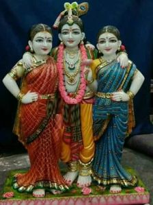 Krishna Radha Rukmani Marble Statue