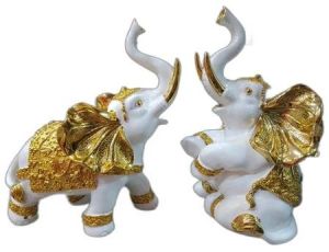 Marble Elephant Jodi Statue