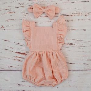 Cotton Baby Girl Romper With Headband