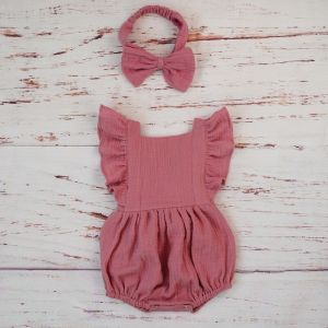 Cotton Baby Girl Romper With Headband