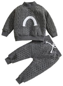 Baby Boy Woolen Printed Tracksuit