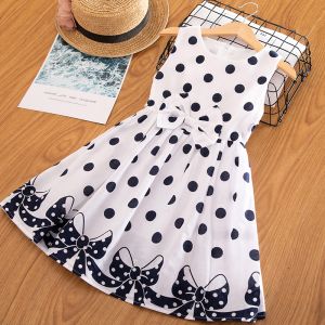 Girls Summer Sleeveless Polka Dot Printed Dress
