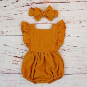 Cotton Baby Girl Romper With Headband