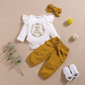 Baby Girl Romper Set with Headband
