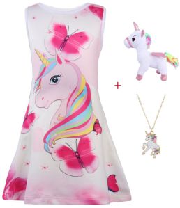 Girls Party Wear Unicorn Print Dress