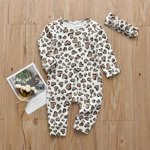 Baby Girl Leopard Print Romper with Headband