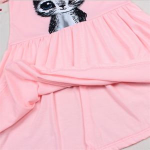 Girls Cotton Cat Print Summer Dress