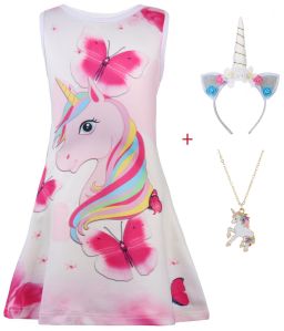 Girls Party Wear Unicorn Print Dress