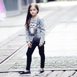 Girls Owl Print Casual Wear Sweater