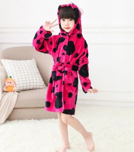 Girls Unicorn Theme Hooded Bathrobe