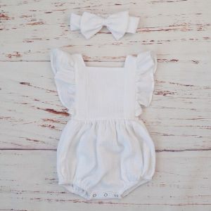 Cotton Baby Girl Romper With Headband