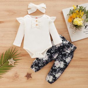 Baby Girl Romper Set with Headband