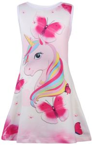 Girls Party Wear Unicorn Print Dress