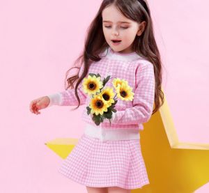 Girls Geometric Printed Top & Skirt Set