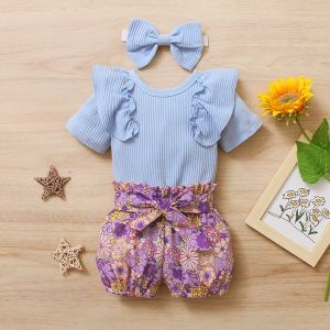 Baby Girl Romper Set with Headband