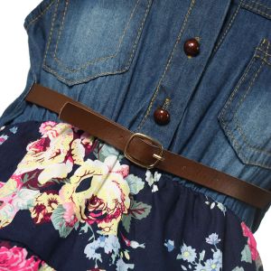 Girls Denim Floral Printed Dress