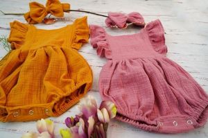 Cotton Baby Girl Romper With Headband