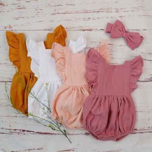 Cotton Baby Girl Romper With Headband