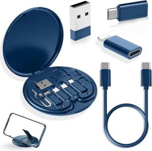 All-in-One Quick Charging Data Cable Storage Kit and Hidden Holder USB Adapter Type-C Converter Data