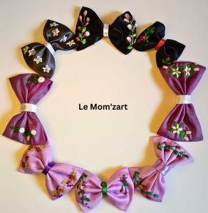 Women's Hand embroidered floral hair bows