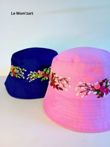 Women's hand embroidered floral hat