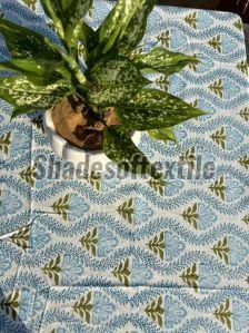 Blue Block Printed Cotton Table Cloth