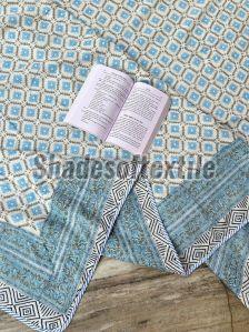 Blue Floral Printed Cotton Dohar