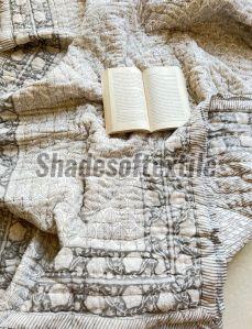 Grey Block Print Queen Quilt