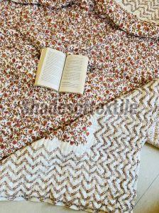 Hand Block Printed Cotton Twin Size Quilt