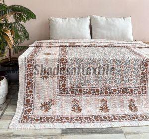 Hand Block Printed Handmade Pure Cotton Kantha Quilt